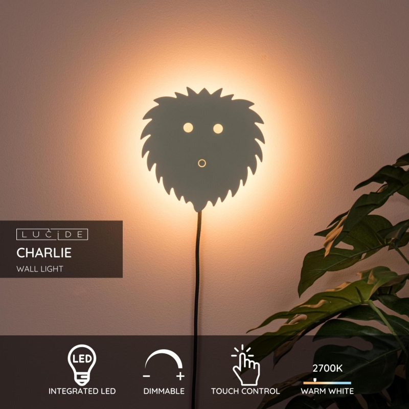 Lucide CHARLIE - Nástenné svietidlo deti - LED Dim. - 1x7W 2600K/2700K - Krém